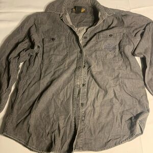 Harley Davidson Black/Grey Button-Up Western Shirt with Chest Pockets